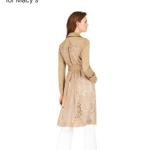 Floral Lace Back Trench Coat